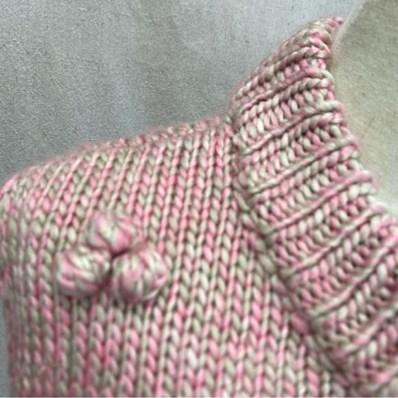 Urban Outfitters pink/tan mock neck boxy sleeveless pom pom  sweater NWT Small - Picture 6 of 14